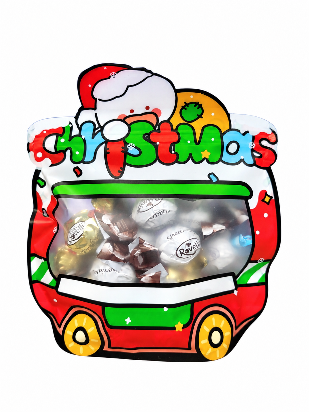 Weihnachts-Tüte mit Italienischen SchokoladenPralinen 200g (Stracciatella, Kokos, Haselnuss)
