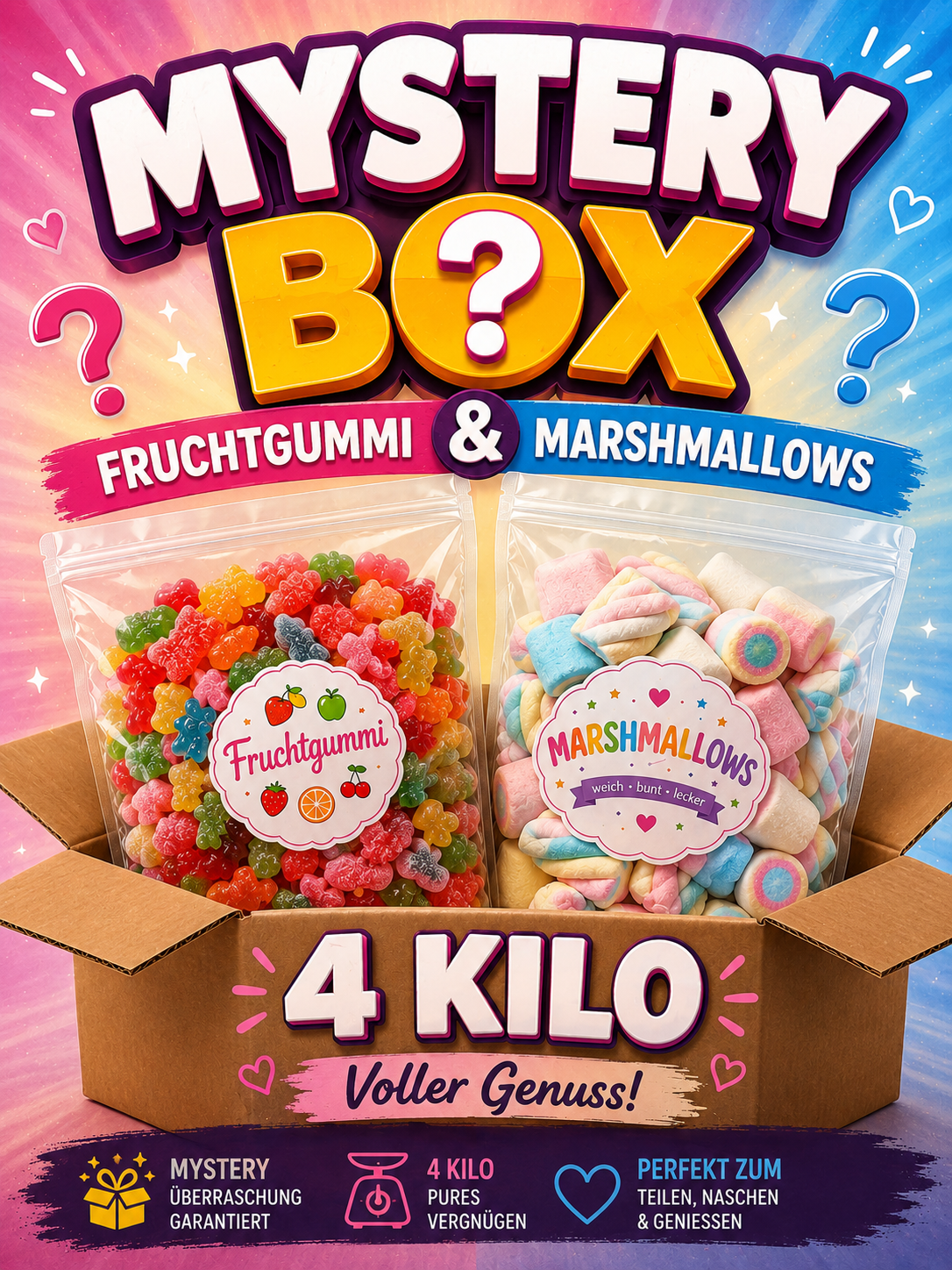 Mystery Box mit 4kg Fruchtgummis & Marshmallows